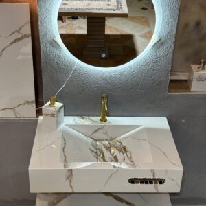 Porcelain Sink with Shelf & Towel Slot - Image 3