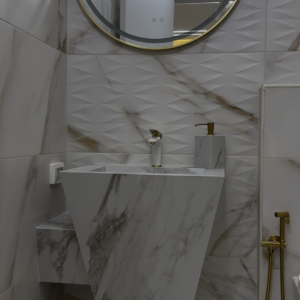 ⁦כיור פורצלן בעבודת יד עם מתקן סבון מובנה⁩ – תמונה ⁦3⁩